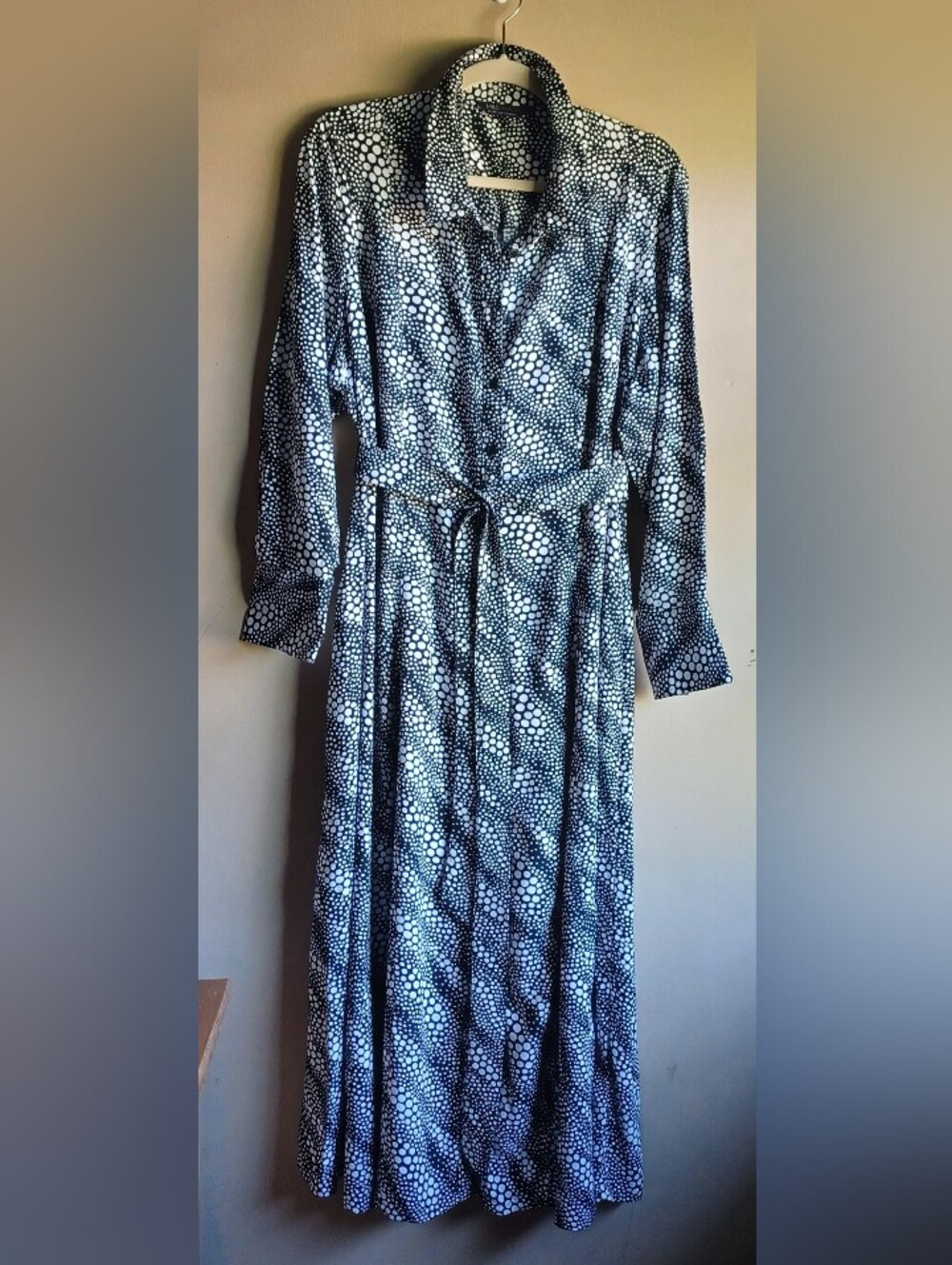 M&S Collection Long Sleeved Dress In Black And White Sz16